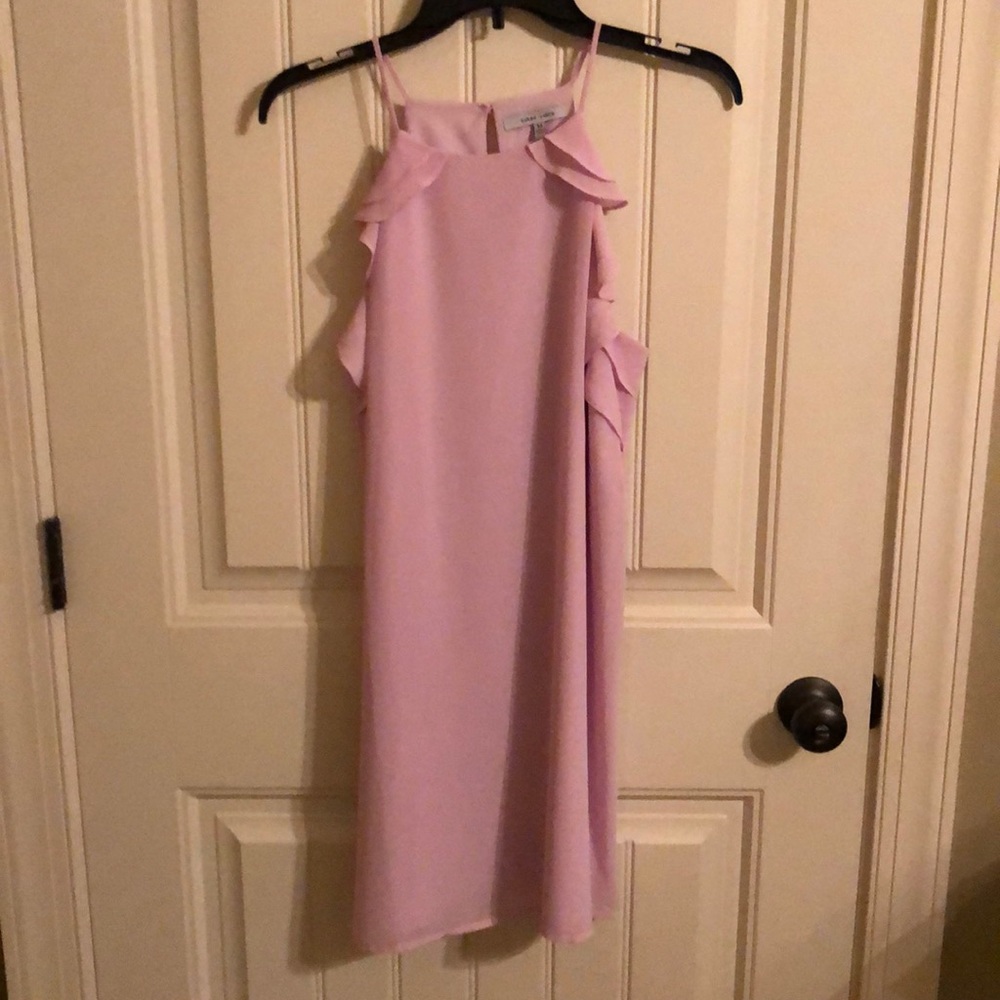 Naked Zebra light pink/violet halter ruffle dress.